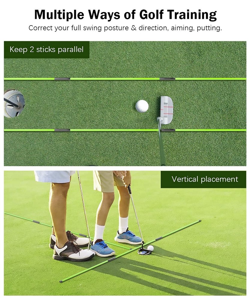 Golf Alignment Sticks - 2 Pack Collapsible Golf Practice Rods for Aiming, Put...