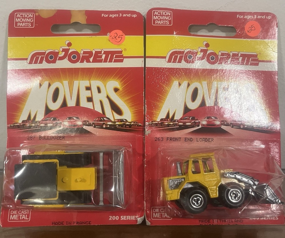 Both Majorette Movers Bulldozer #287 Series 200 & # 263 Front End Loader