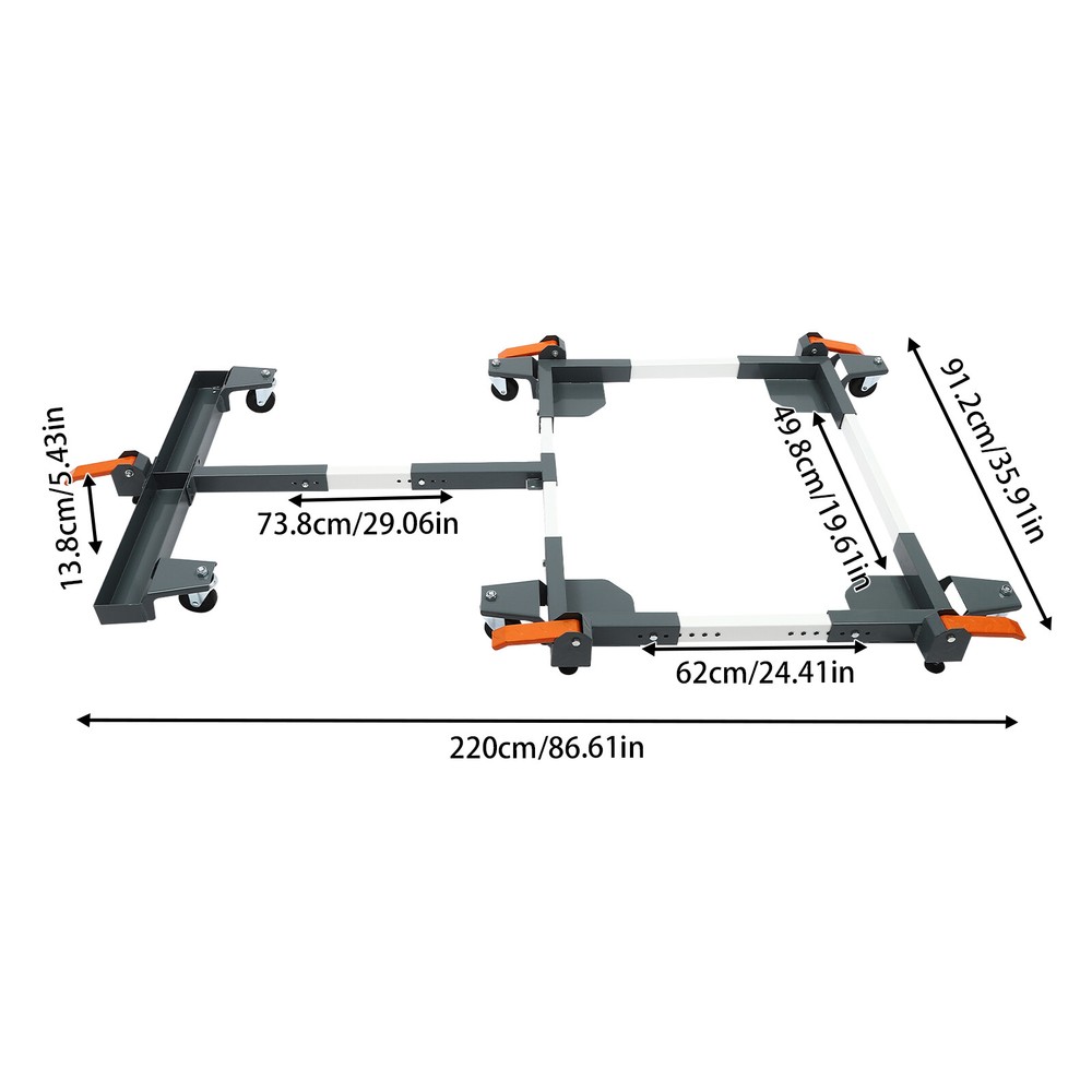 600lbs Adjustable Mobile Base&T Extension Combo Heavy Duty Mobile Base w/ Wheels
