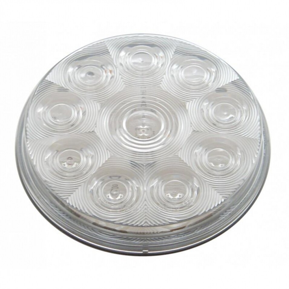 Bolt Pattern Stainless Bar Six 10 LED 4" Lights & Visors - Red LED/Clear Lens