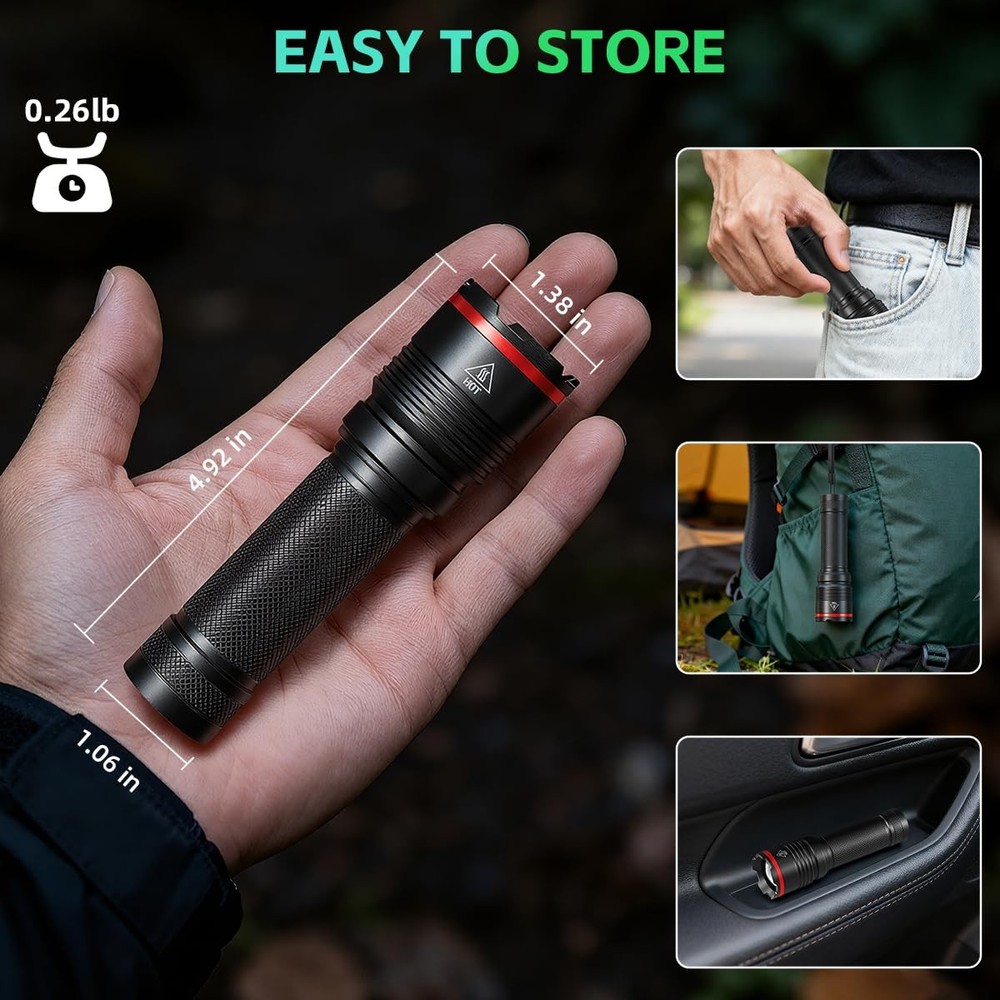 6Pack Rechargeable Flashlights High Lumens, Small Flashlight 6Pack, Black