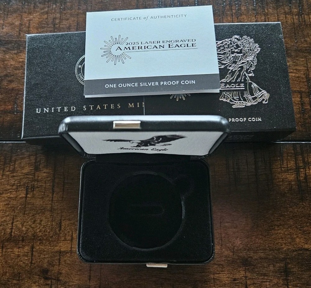 2025-W Laser Engraved Privy Proof $1 American Silver Eagle Box & COA | No Coin