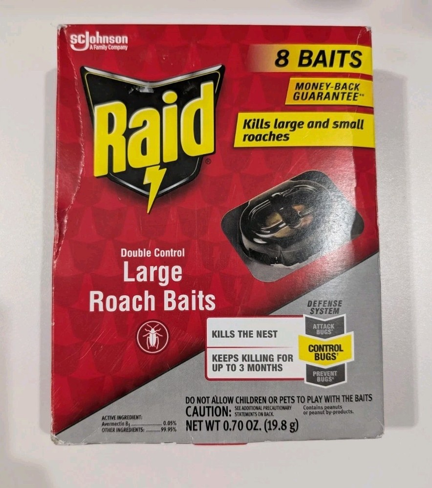 RAID Double Control Large Roach Baits 8 Count Defense System BIN 3