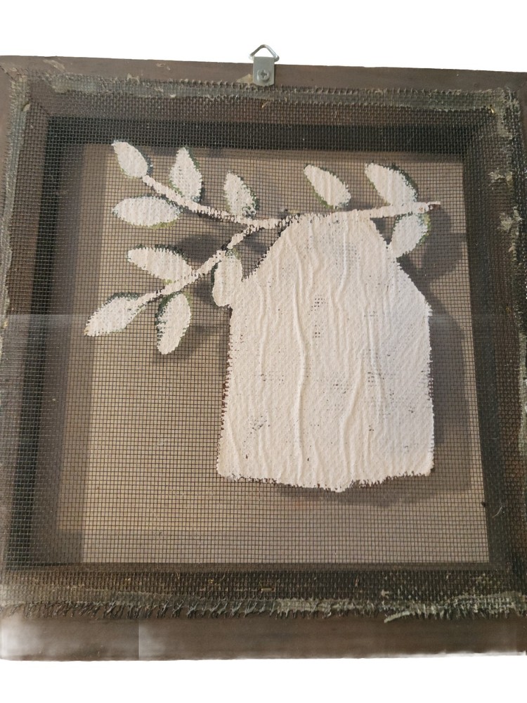 Birdhouse Picture Painted On Wire With Frame
