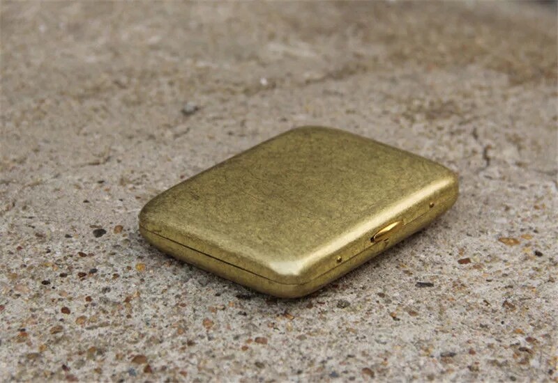 High Grade Collectable Vintage Solid Brass Copper Cigarette Case Holder Box Gift
