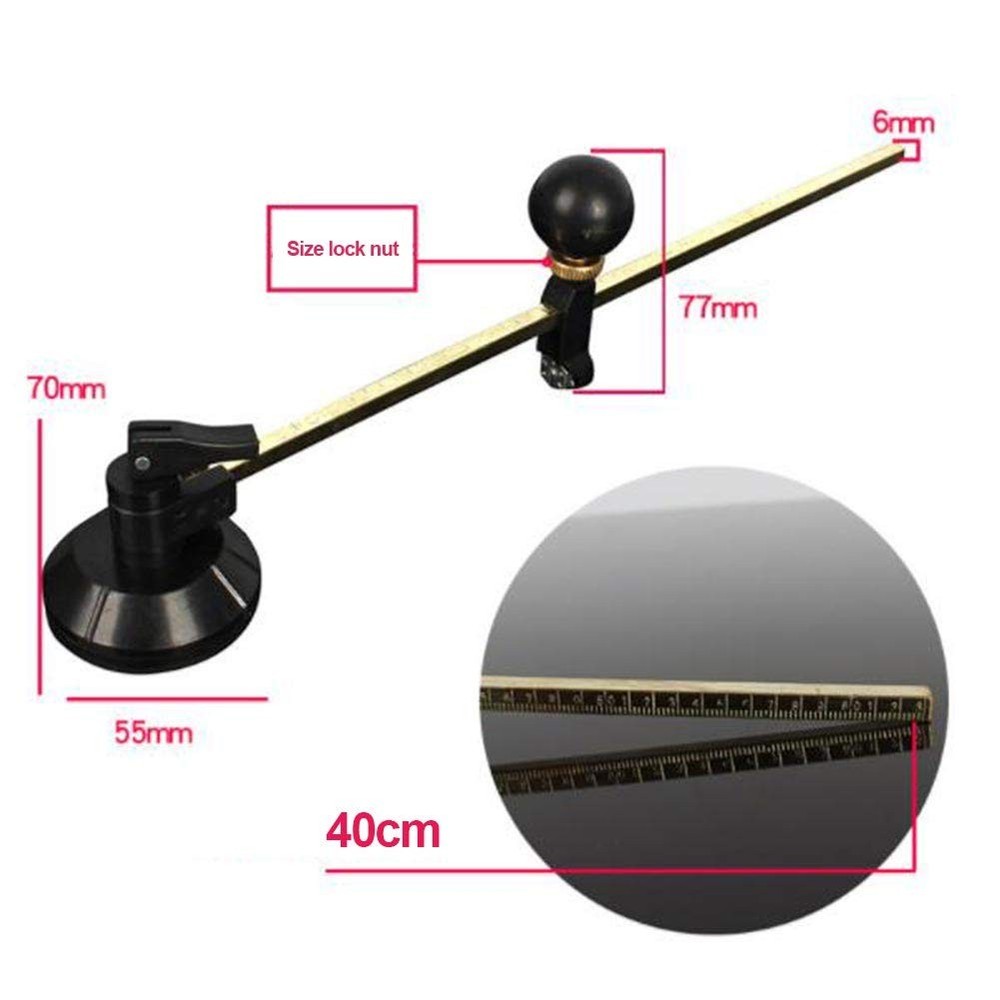 Adjustable Glass Circle Cutter Tool with Suction Cup and Round Handle