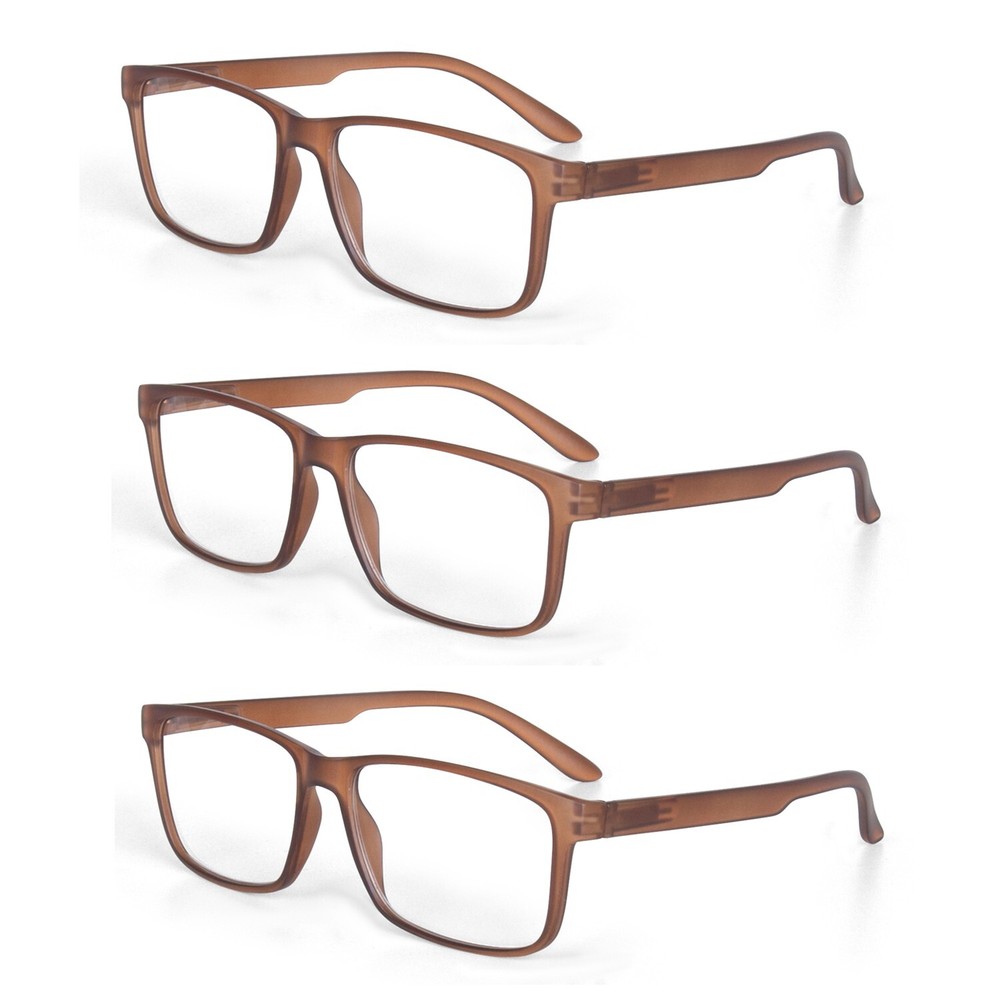EYE ZOOM 3 Pack Plastic Classic Rectangular Style Reading Glasses for Men Women