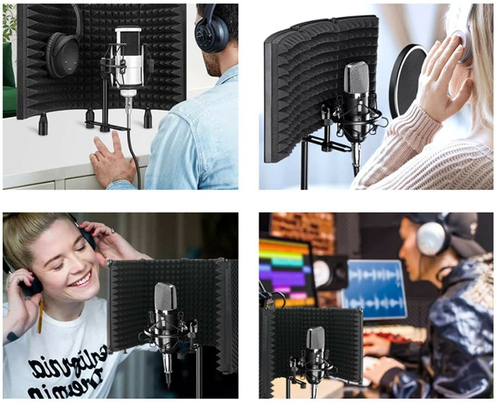 Microphone Isolation Shield, Foldable Mic Sound Absorbing Foam Equipment