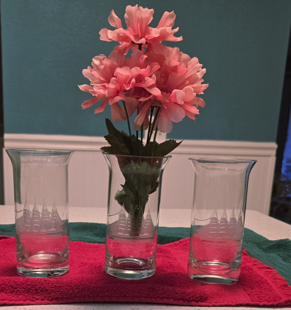 Three Tuscany Clipper Ship Vases  6.5" H