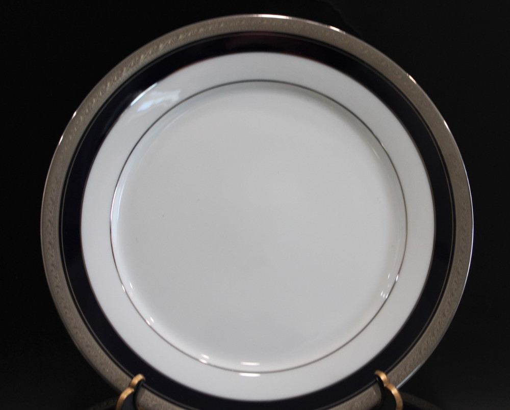 Noritake Crestwood Cobalt Platinum 7 Dinner Plates 10 1/2"