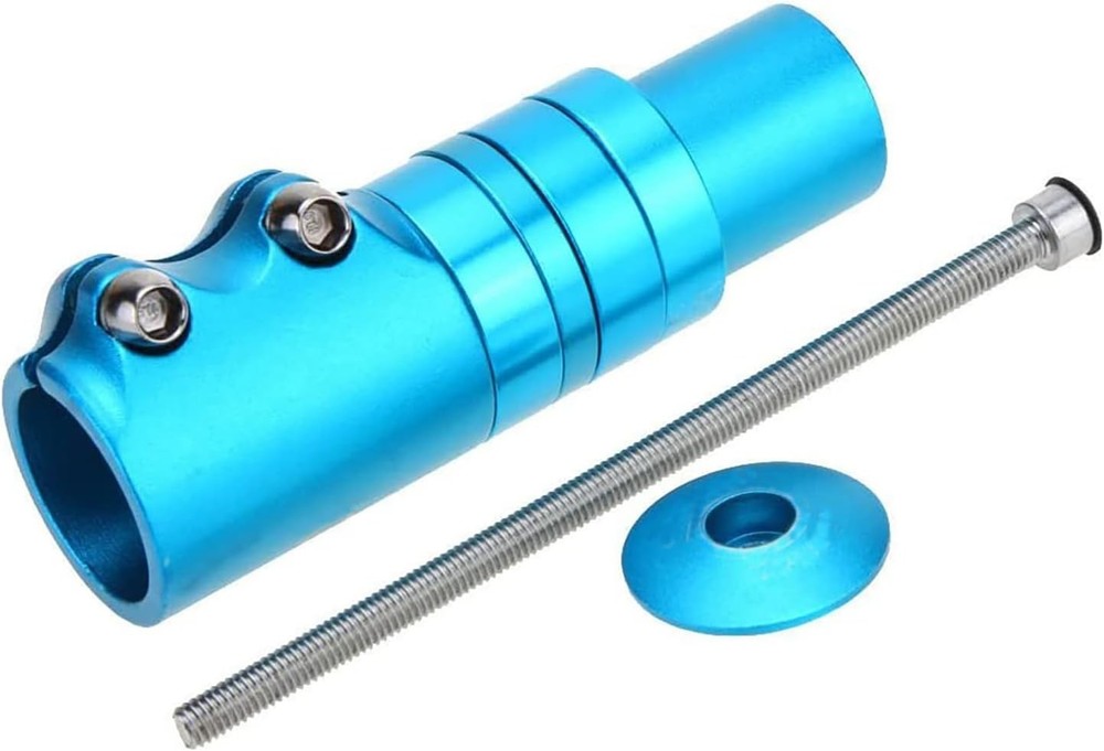 Adjustable Bicycle Fork Stem Raiser for Universal Fit - Blue Anodized Finish