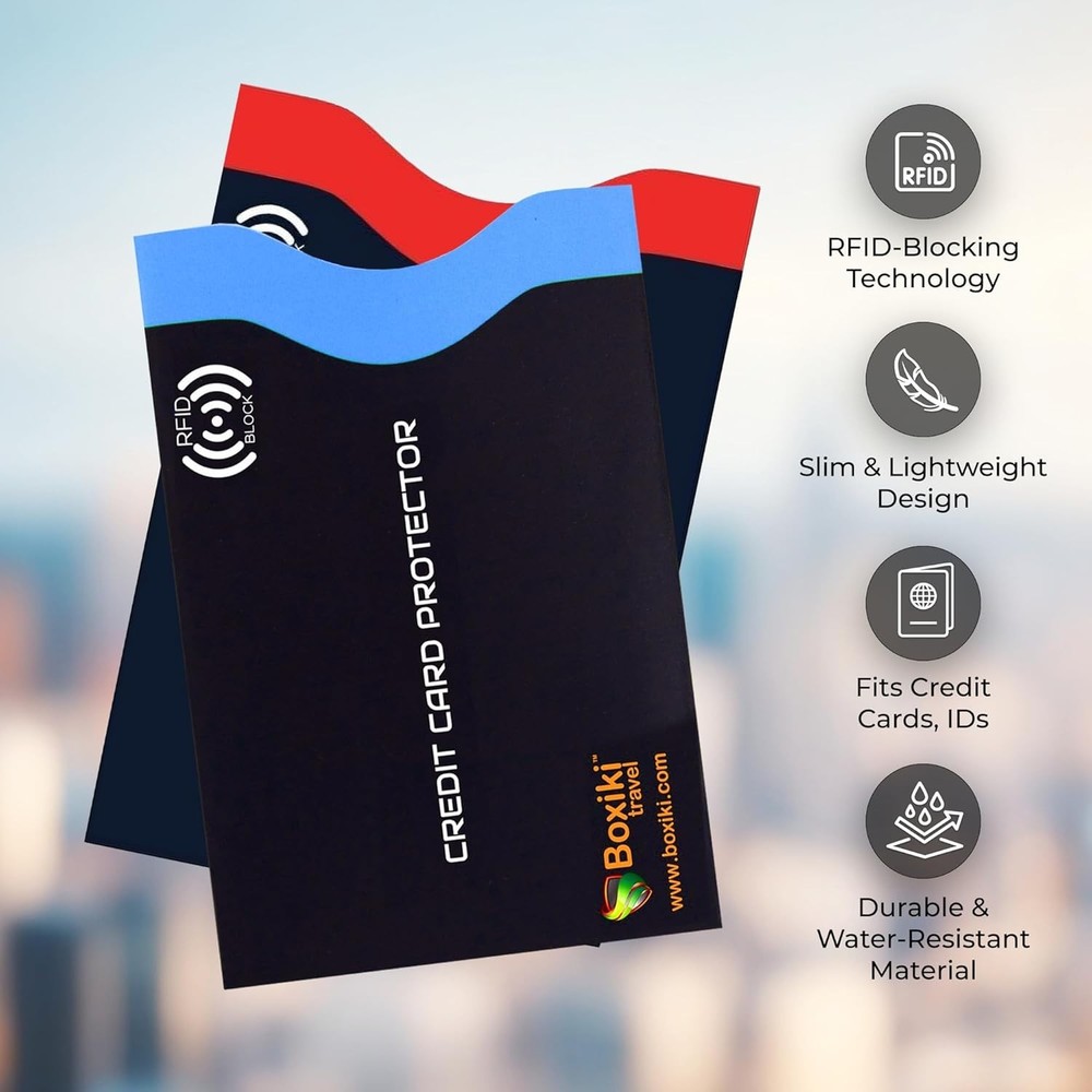Boxiki Travel RFID Blocking Sleeves, Set with Color Coding | Navy Blue
