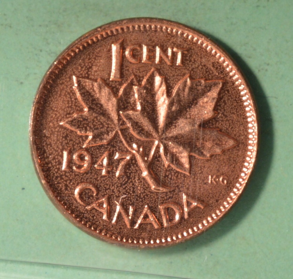 1947 - Canada Penny - Graded ICCS MS-63 RED