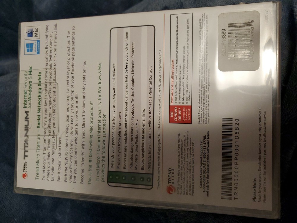 Trend Micro Titanium (CD, 2002) Internet Security for Windows & Mac NEW