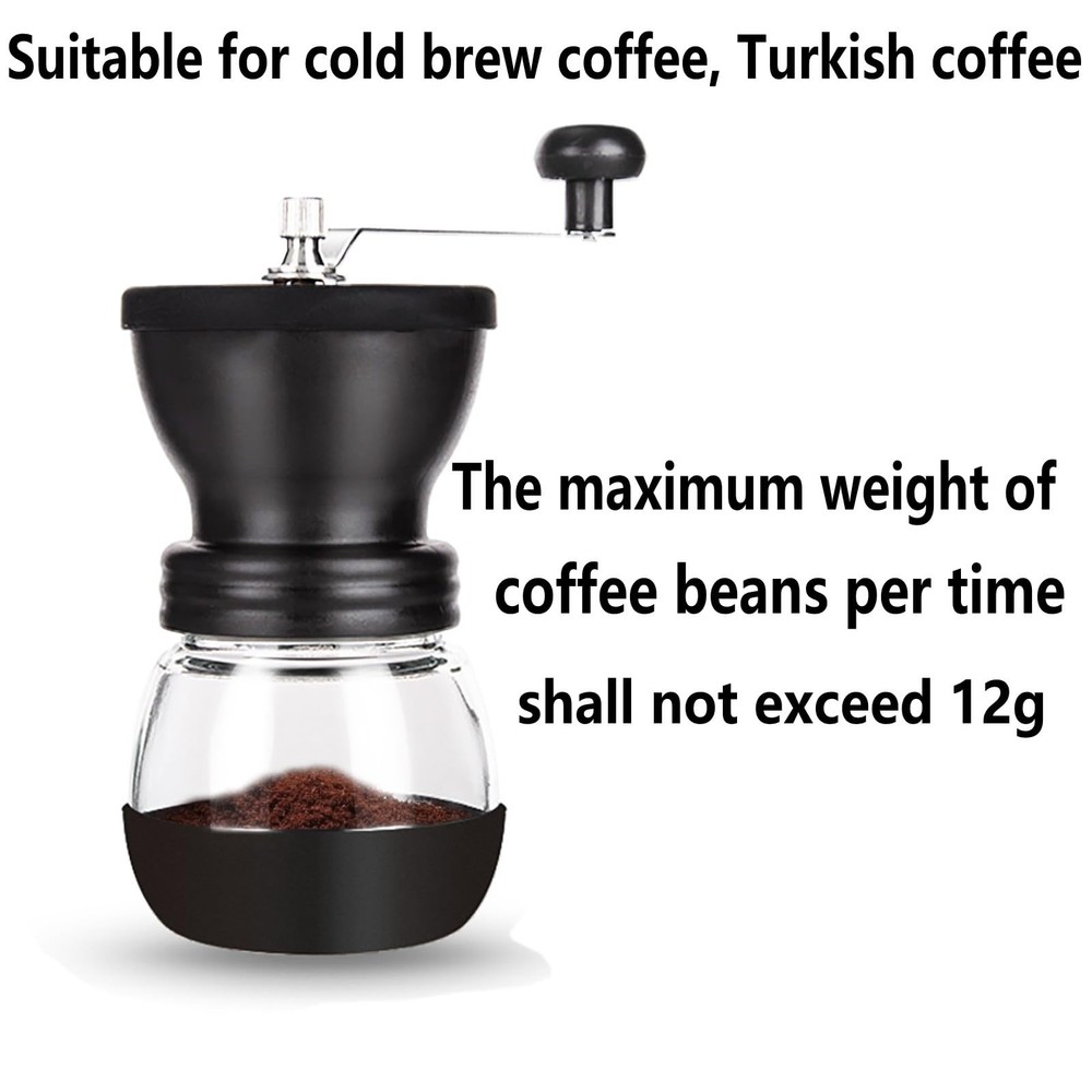 PARACITY Manual Coffee Bean Grinder with Ceramic Burr, 11oz grinder, Clear