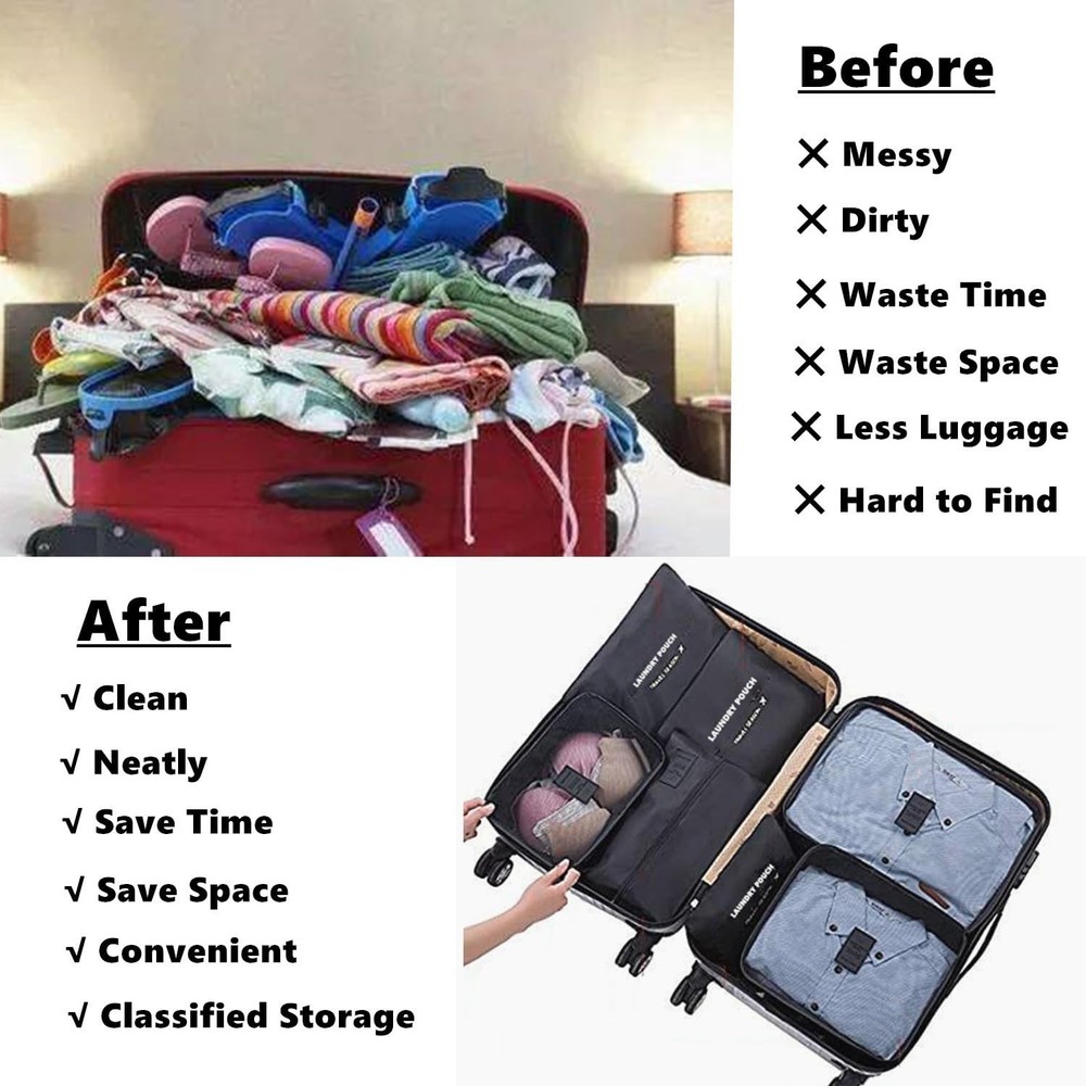 Gbateri 6 Pack Travel Organizer with Laundry Pouch, Electronics & Compression...
