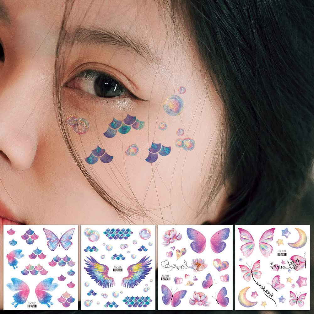 14 Sheets Glitter Butterfly Temporary Tattoos Sticker for Type1-Buterrfly