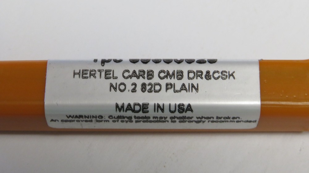 HERTEL #2 82º 3/16" BODY DIAM SOLID CARBIDE COMBO DOUBLE END DRILL & COUNTERSINK