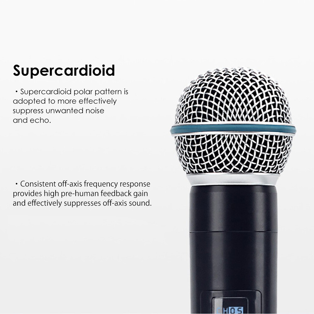 Professional 2 Channel UHF Wireless Dual Microphone Cordless Handheld Mic System