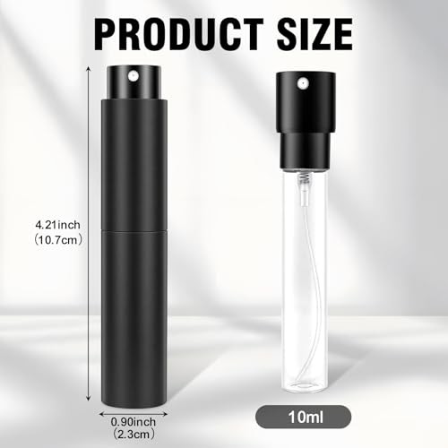 10ml Refillable Travel Perfume Spray Bottle - Portable Cologne Atomizer with 3