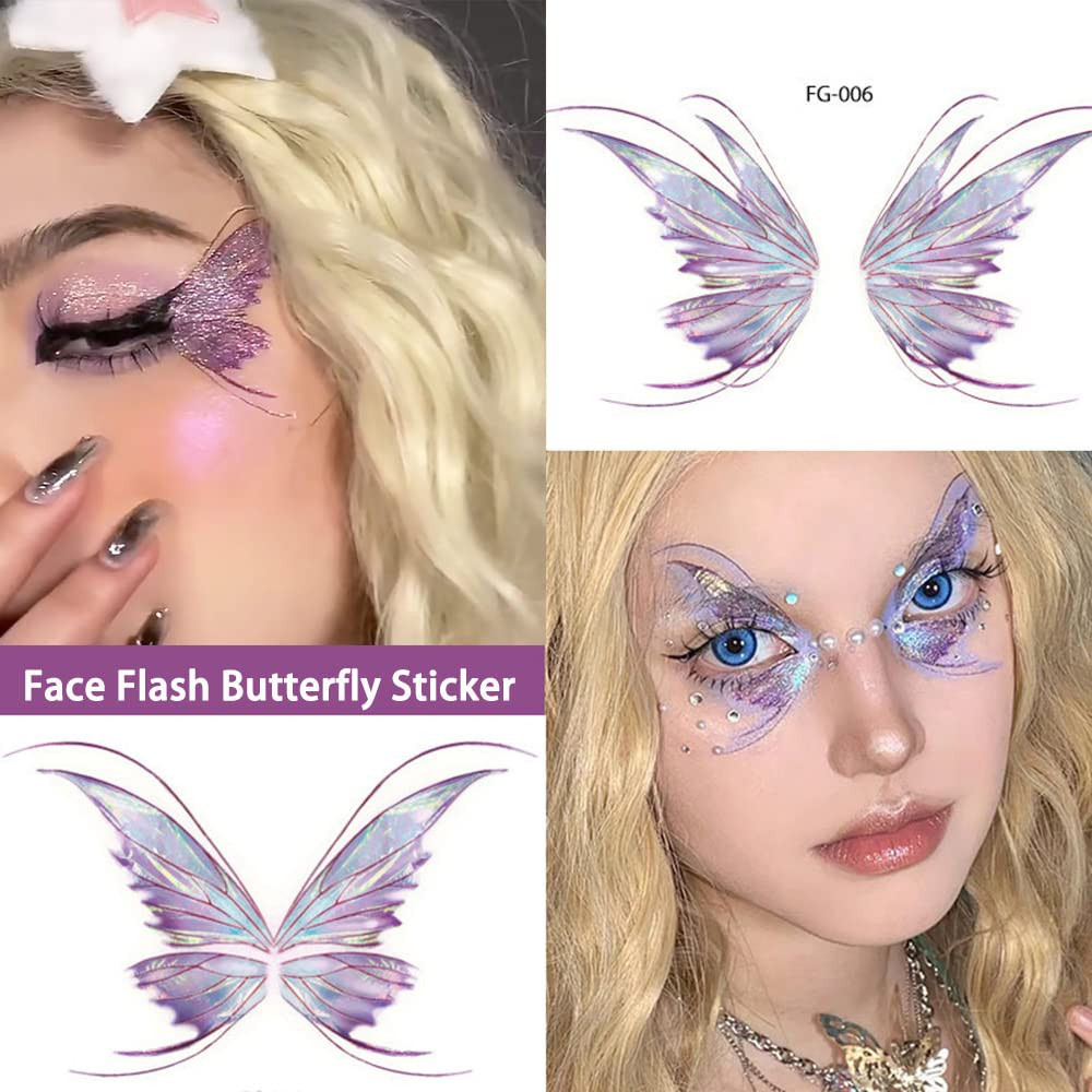 14 Sheets Glitter Butterfly Temporary Tattoos Sticker for Type1-Buterrfly