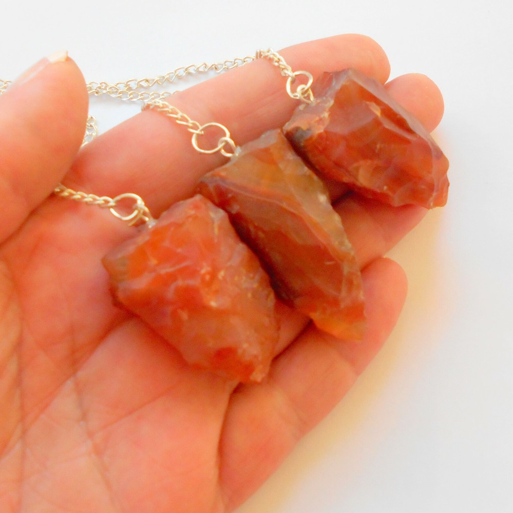 Raw Carnelian Gemstone Pendulum for Divination and Dowsing