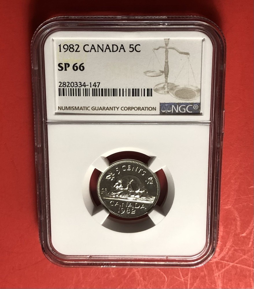 1982-CANADA-5 CENTS COIN,GRADED BY NGC SP 66.