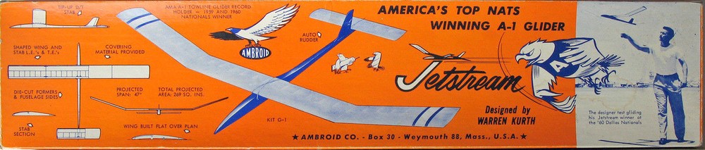 Ambroid JETSTREAM PLAN + Construction Article to Build 47" Tow-Line Glider Model