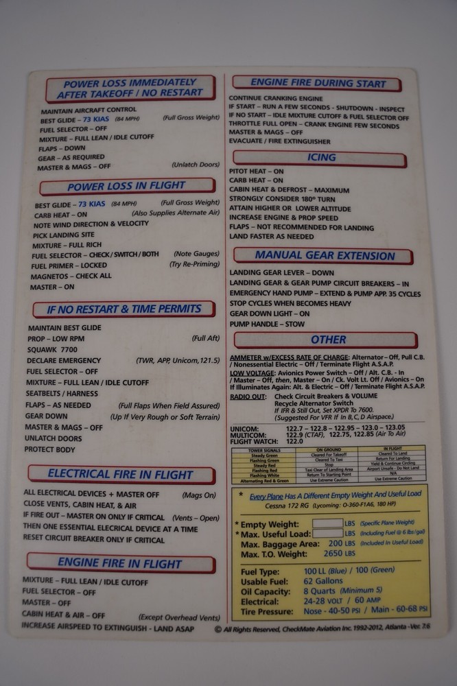 Used Cessna 172 RG Standard Size CheckMate