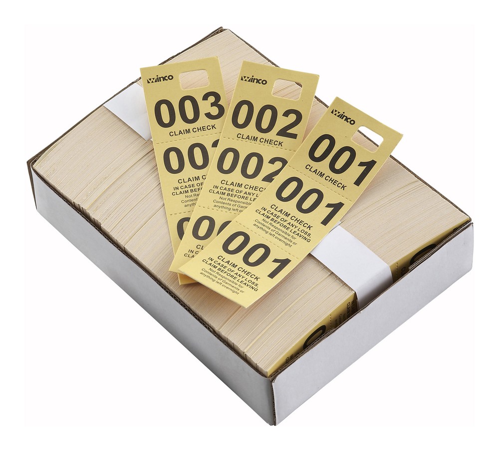 Coat Check Tickets, Yellow, 500pcs/box (10 Box)