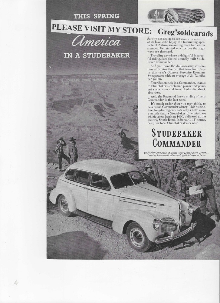 Original 1940 Studebaker  Commander vintage print ad