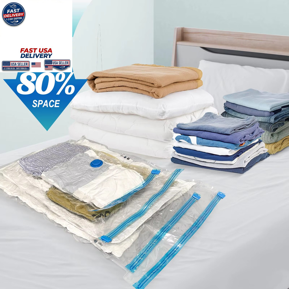 4Pc Thickened Vacuum Compression Transparent Quilt Clothes Storage Bag 30x50