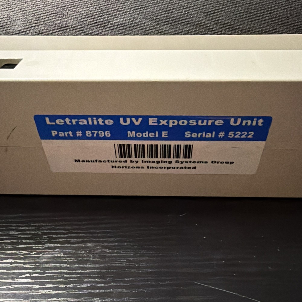 Letralite Ultraviolet Exposure Unit Model 8796 Fully Functional