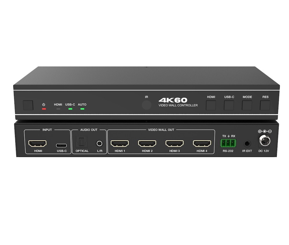 2x2 Video Wall Controller/Multiviewer - 1 HDMI Source to up 4 TVs