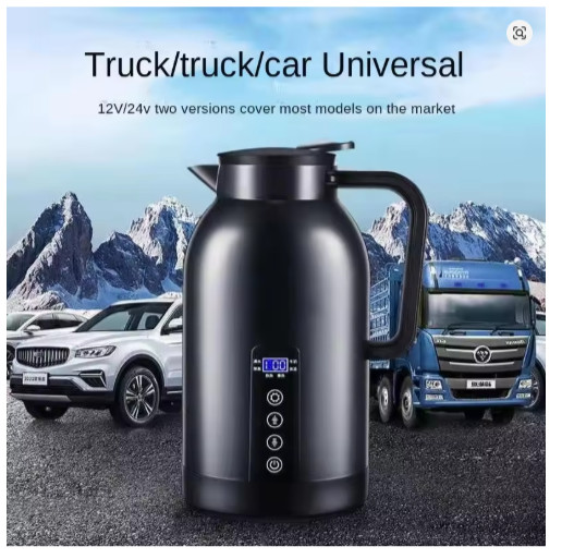 1200ml Portable Car Electric Kettle – 12V/24V Stainless Steel Water Heater for T