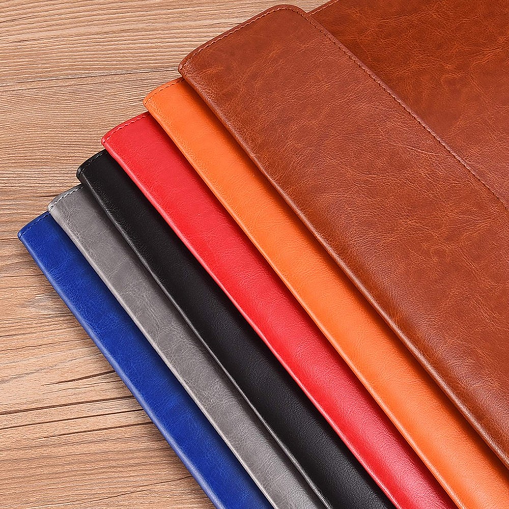 A4 File Folder PU Leather Document Holder Envelope Case Snap Closure Orange