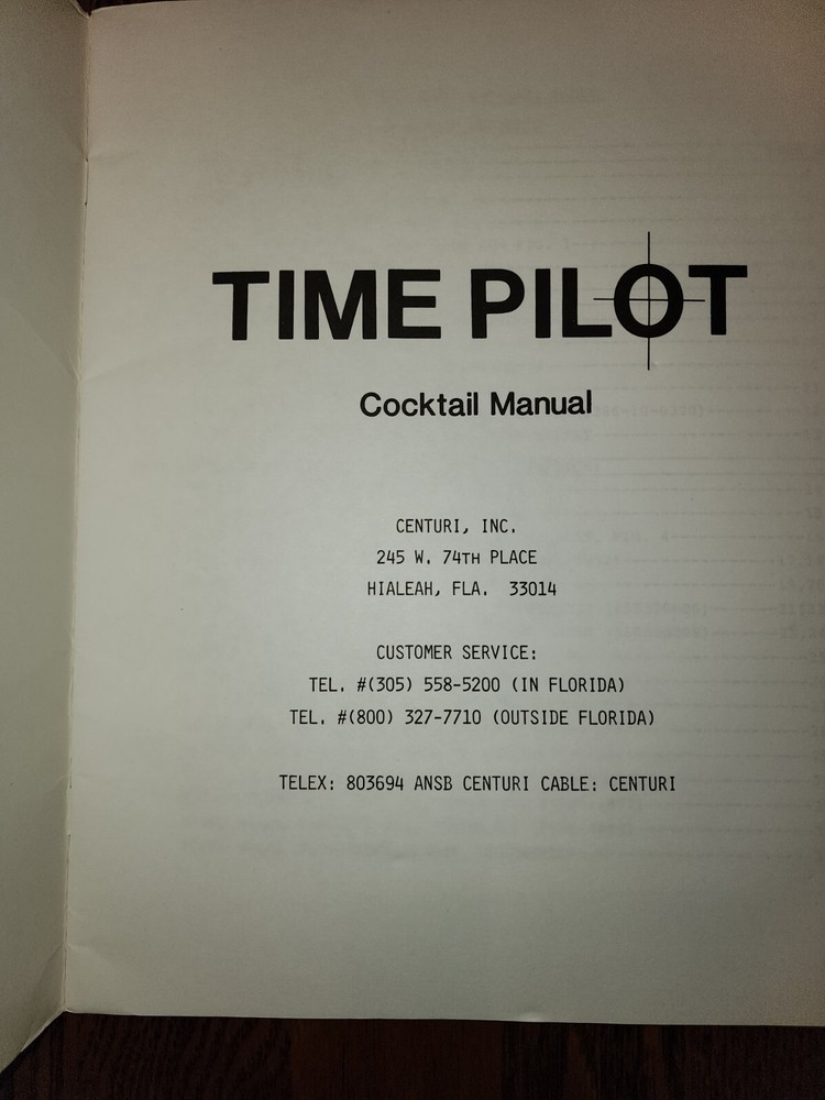 Time Pilot Manual + Schematics Arcade Centuri