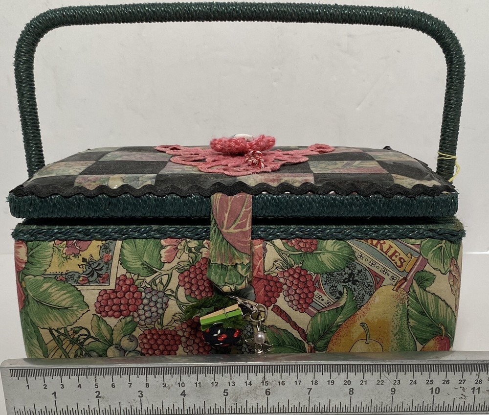 Sewing Basket Box Notions Kit Garden Check 48