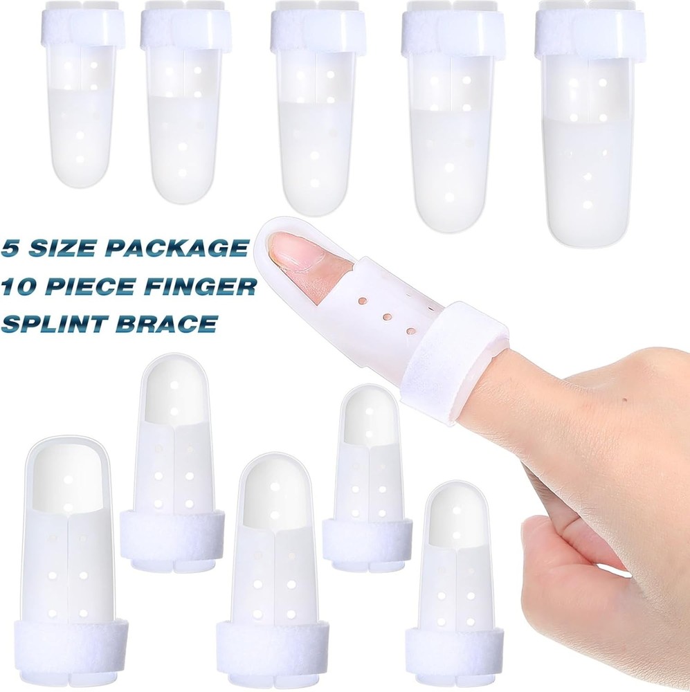 10 Pcs Finger Splints Mallet Finger Brace Joint Support Protector 5 Sizes