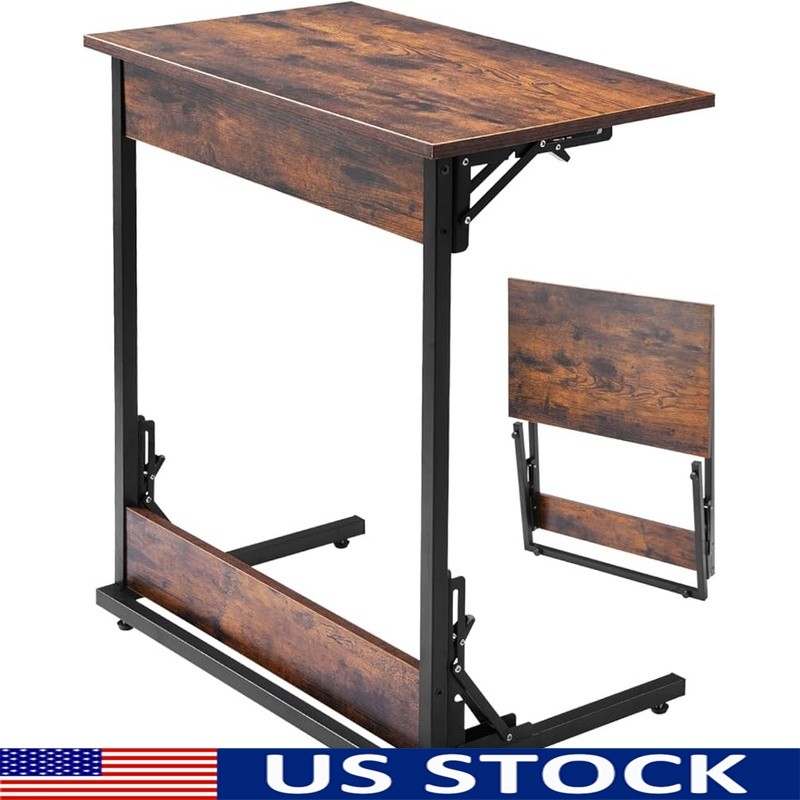 C Shaped Foldable Side Table Space Saving Laptop Stand Easy Assembly Home Use