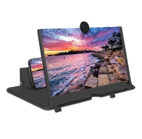 12-inch Phone Screen Magnifier, Foldable Phone Stand with Screen Black
