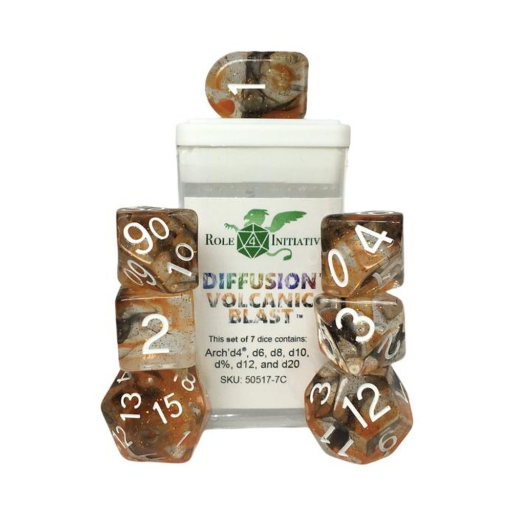 Diffusion Poly Dice Volcanic Blast, Arch'd d4 w/White Numbers 7  New