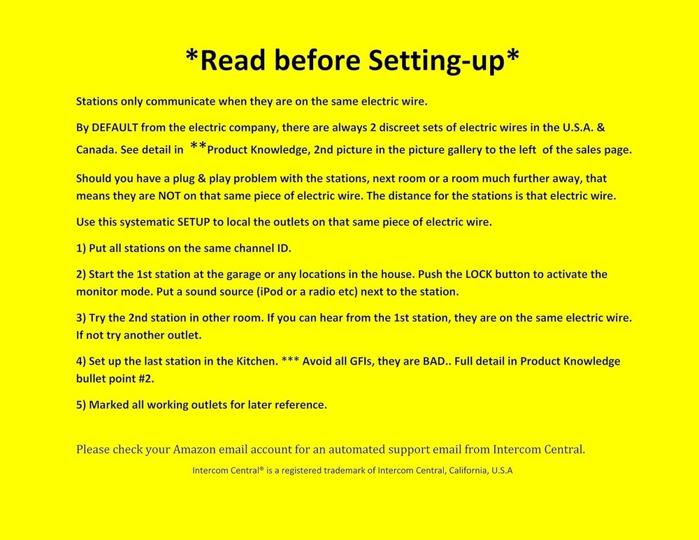 Intercom Central® GROUND wire Power-line 3 CHANNELS White3Units, white