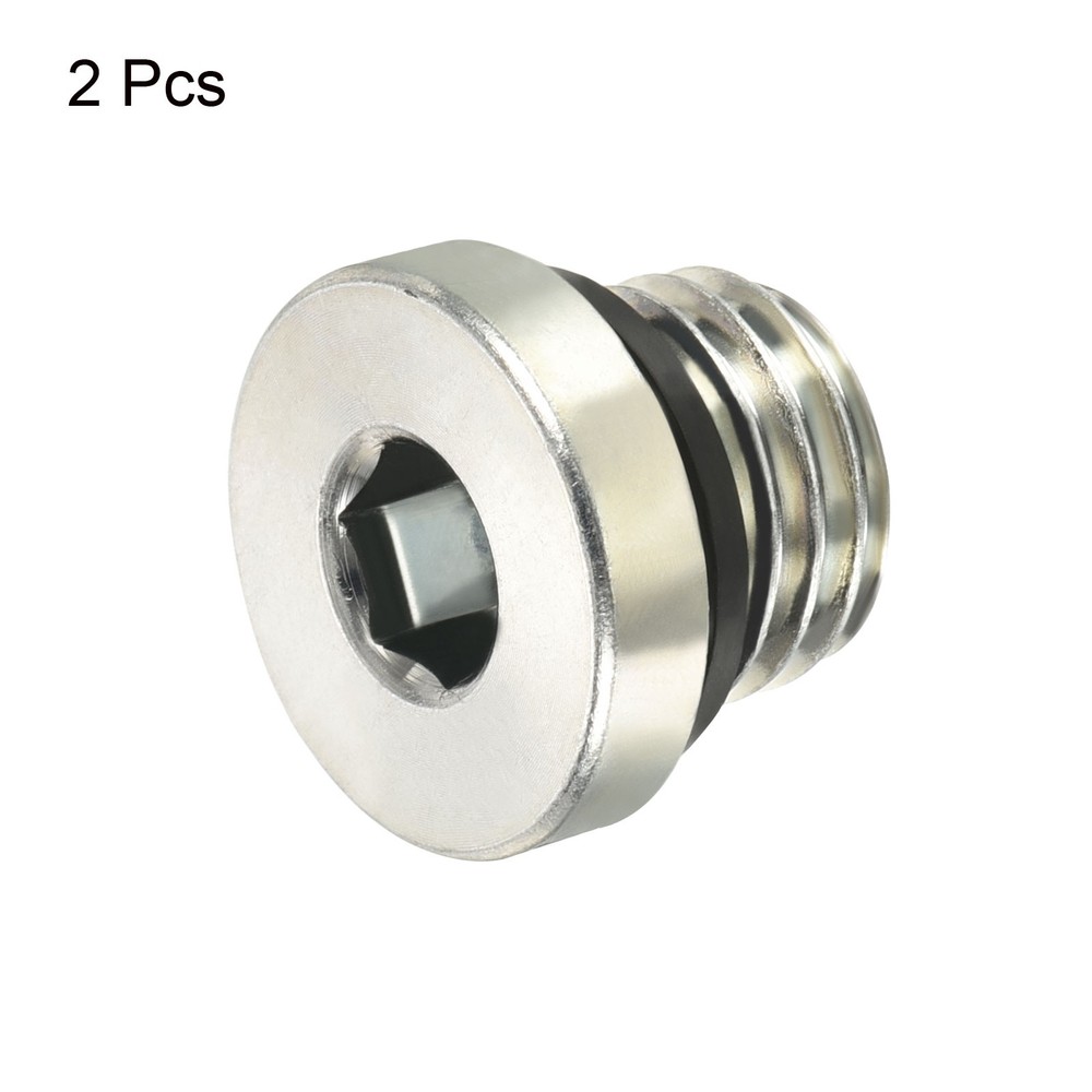 M16*2 Hex Head Pipe Fitting Plug, 2 Pack Male Thread 45# Steel Plug