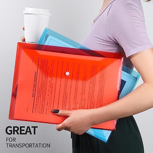 Plastic File Folders for Documents PCS File Folders, ASize Plastic Folders, 4