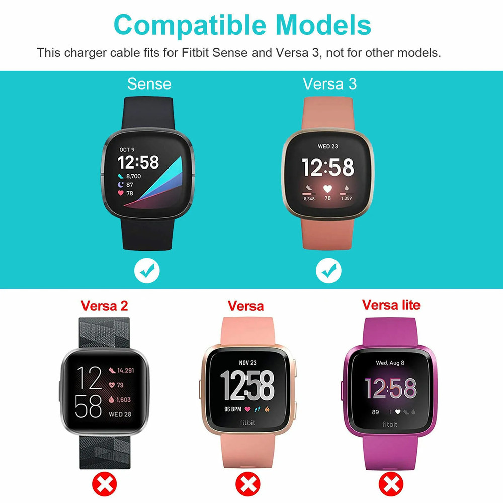For Fitbit Versa 4 3 Sense 2 Watch Wireless USB Charging Dock Fast Cable Charger
