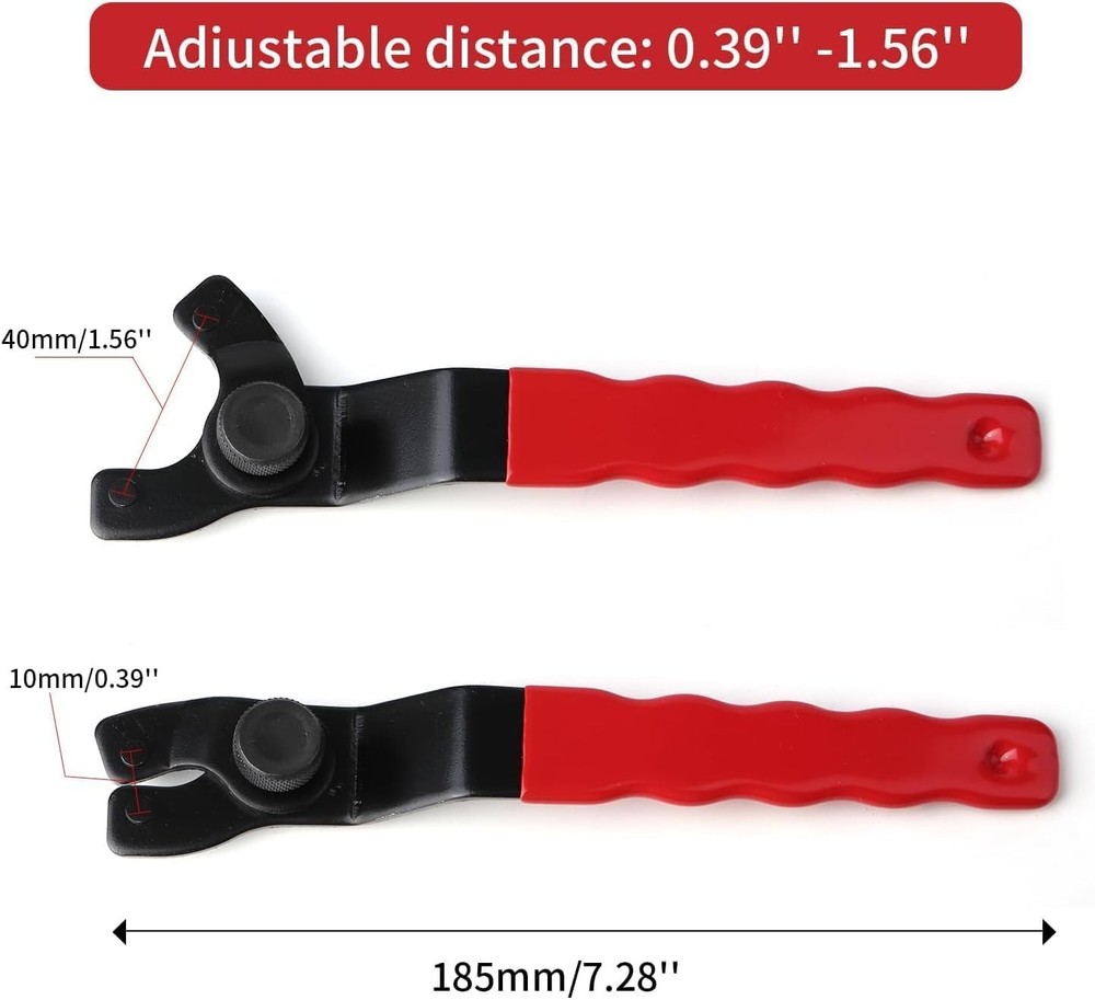 Adjustable Pin Spanner Wrench for Angle Grinders - Durable Stainless Steel Red