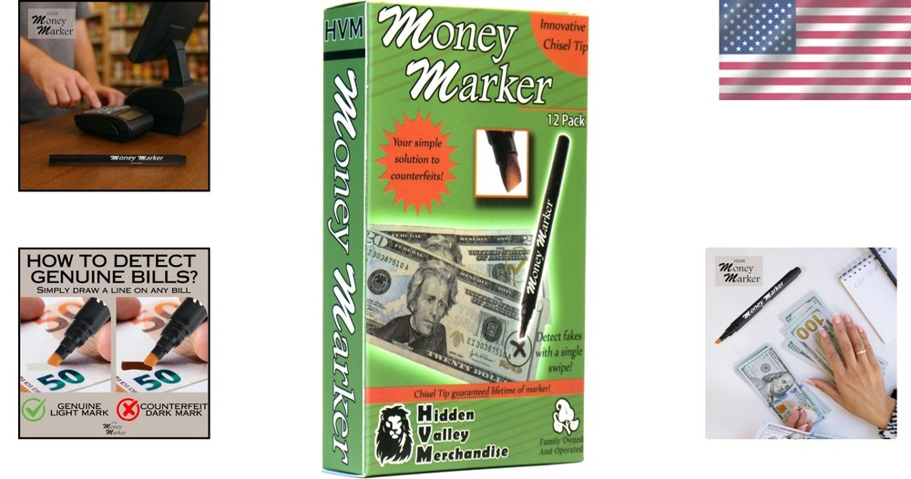 12-Pack Counterfeit Money Detector Pens with Chisel Tip for Quick Verification
