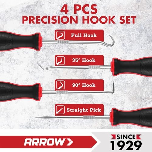 ARROW 4-Piece Precision Hook and Pick Set with Pouch, Mini Pick Tool Set for