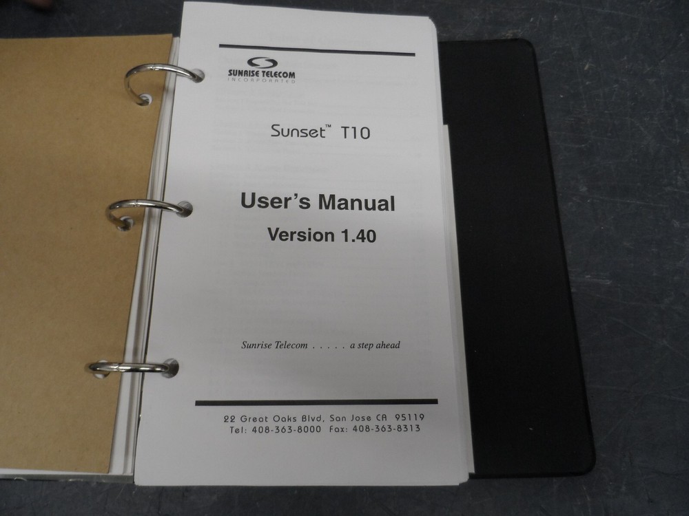 SUNSET T 10 USER'S MANUAL VERSION 1.40